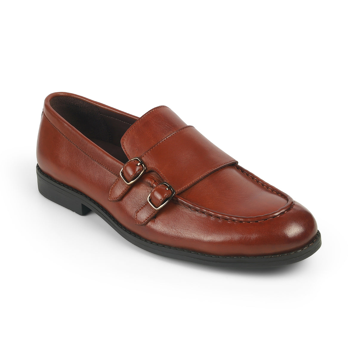 Men's Tan Double Monk Shoes Tresmode