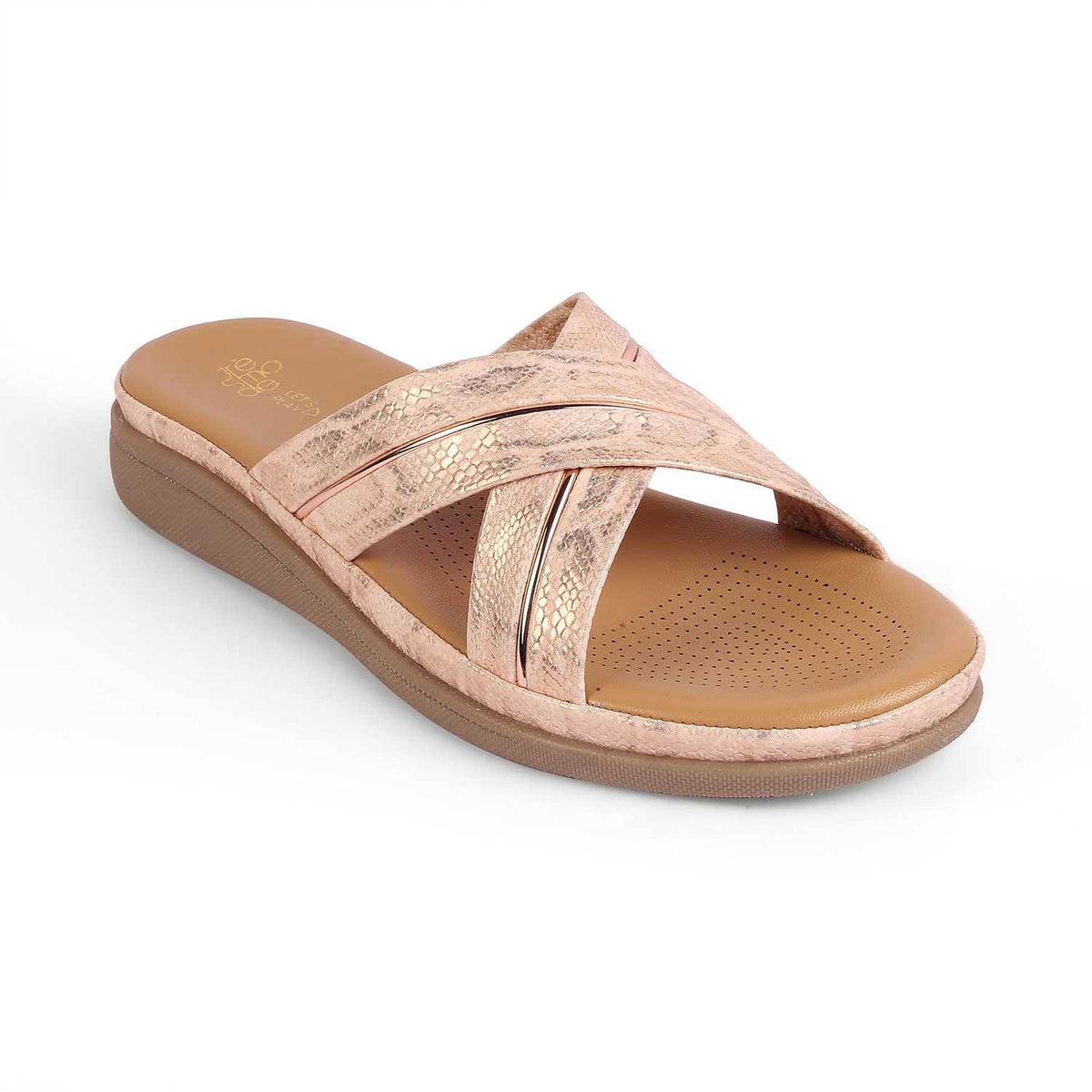 Slide Champagne Women's TPR Sole Flats Tresmode