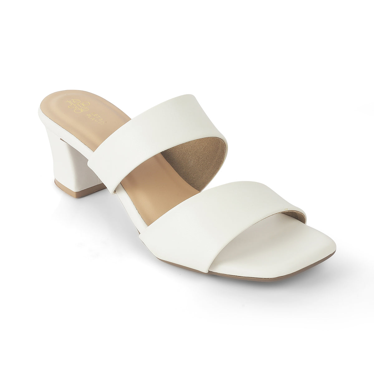 Women's White Block Heel Sandals Tresmode