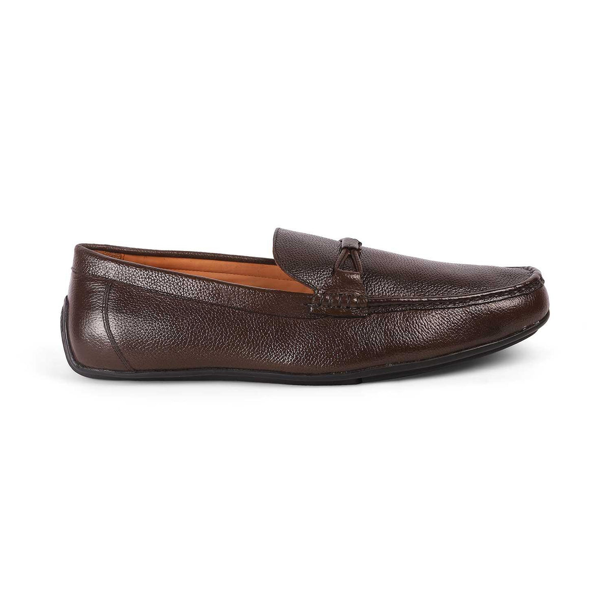 Event Brown Men's Leather Driving Loafers Tresmode