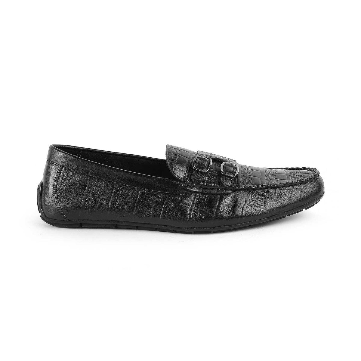 Gioia Black Men's Double Monk Shoes Tresmode