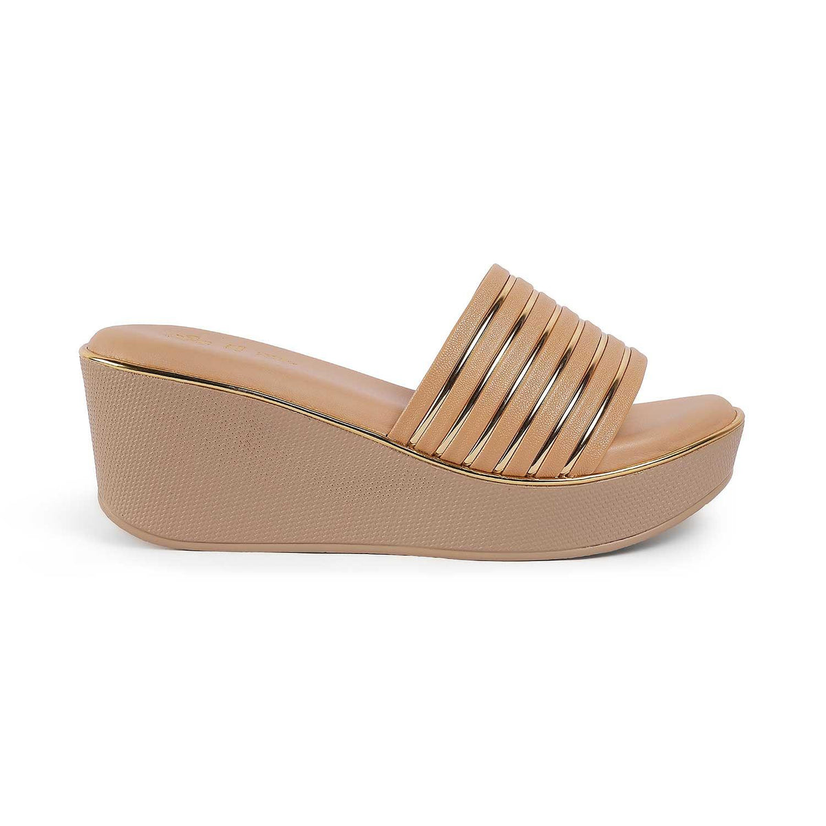 Mestr Beige Women's Wedge Sandals Tresmode