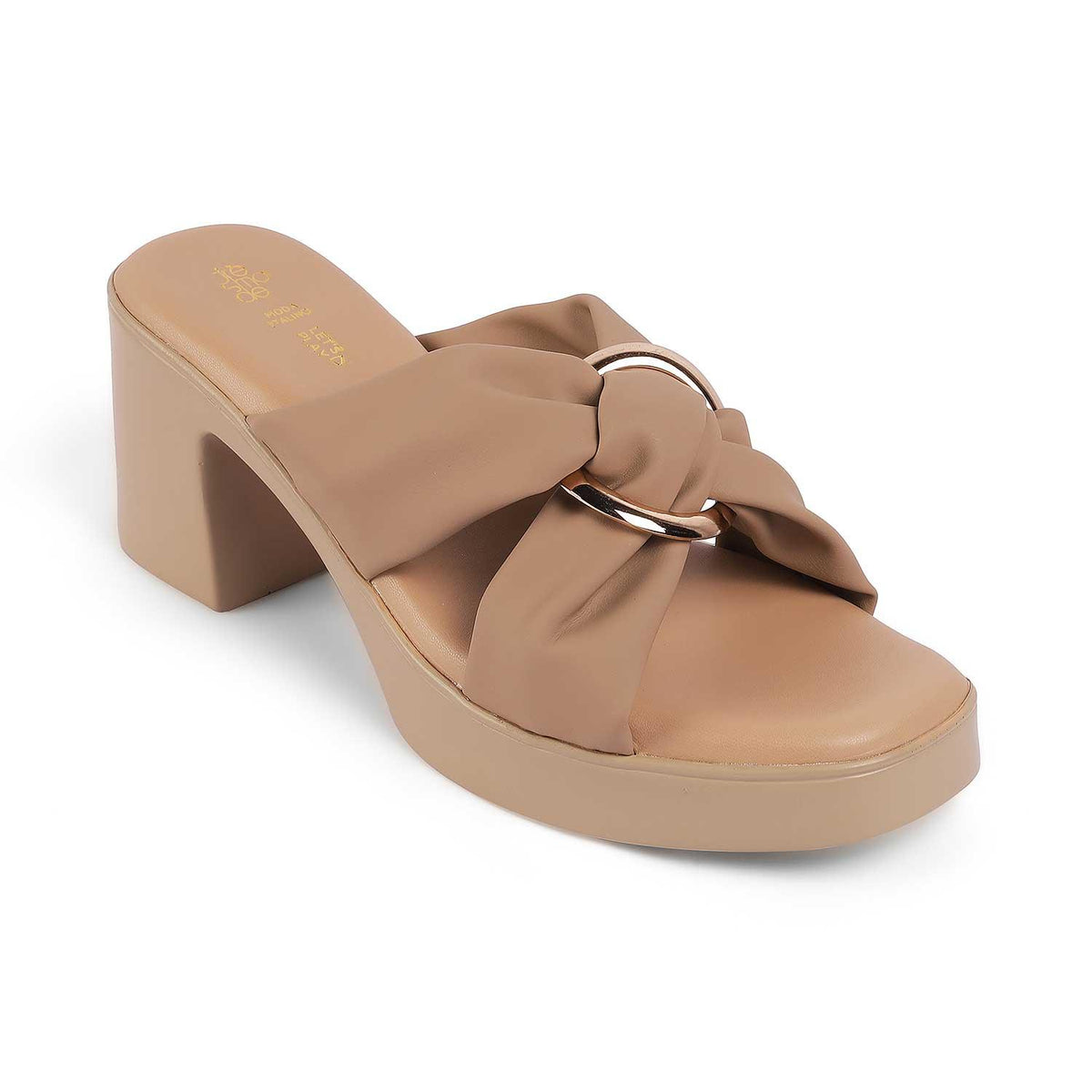 Molin Beige Women's 3.5-inch Block Heel Sandals Tresmode