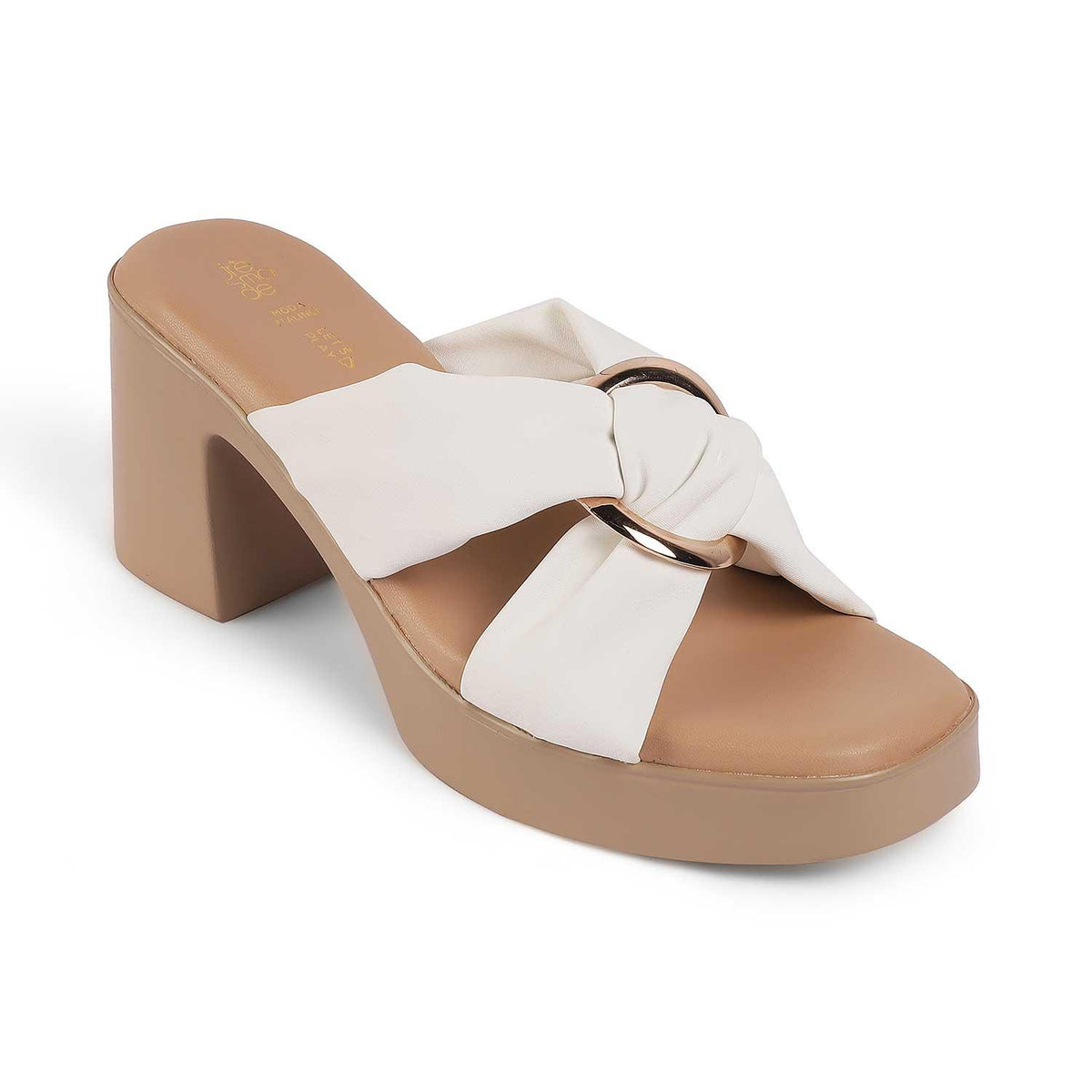 Molin White Women's 3.5-inch Block Heel Sandals Tresmode