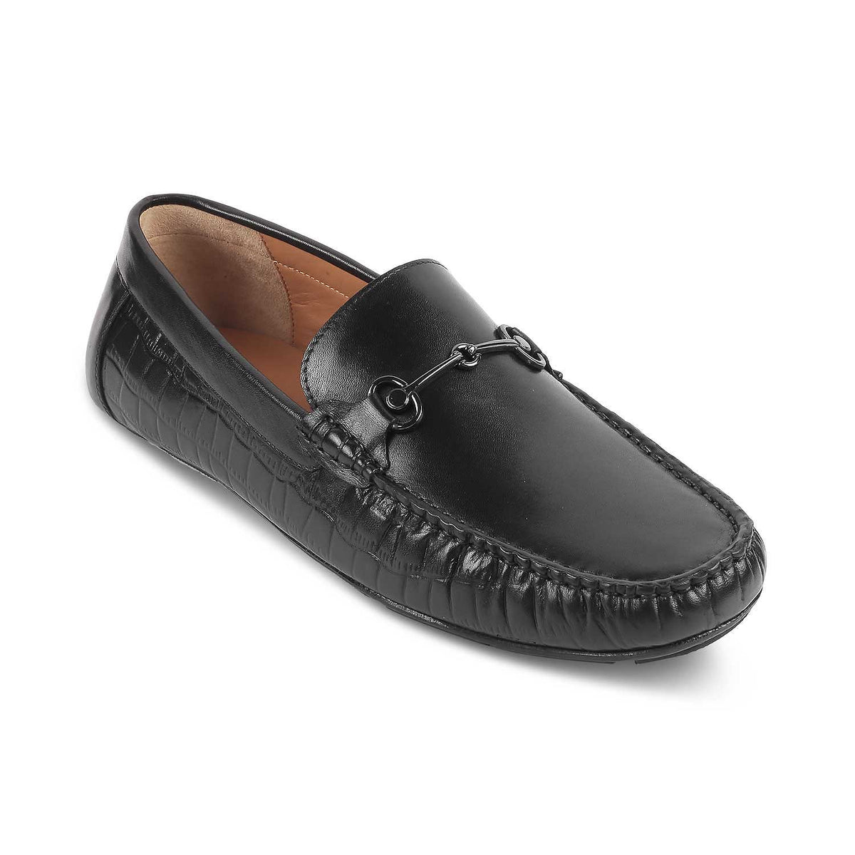 The Port Black Men's Leather Driving Loafers Tresmode
