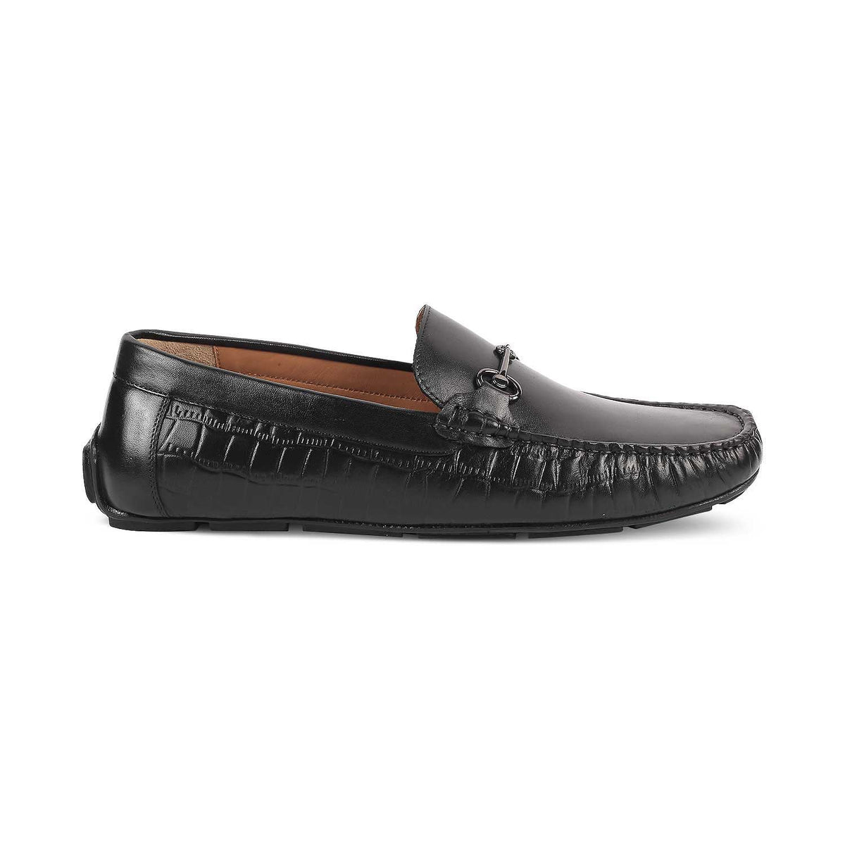 The Port Black Men's Leather Driving Loafers Tresmode