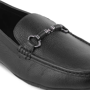 The Robuk Black Men's Leather Driving Loafers Tresmode