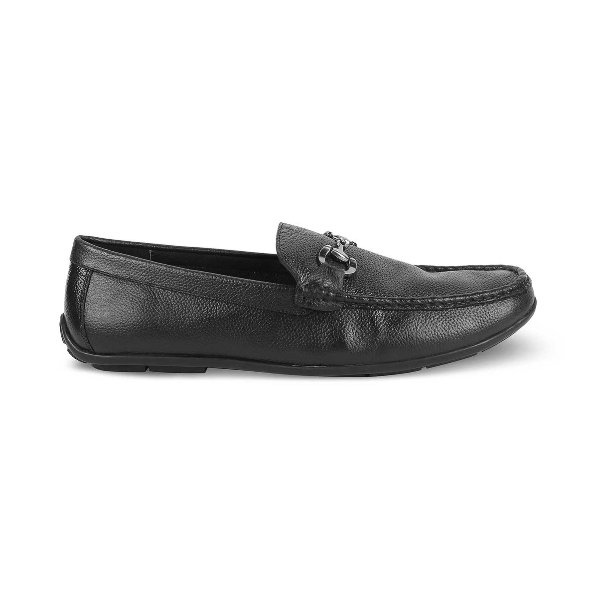 The Rosee Black Men's Leather Driving Loafers Tresmode