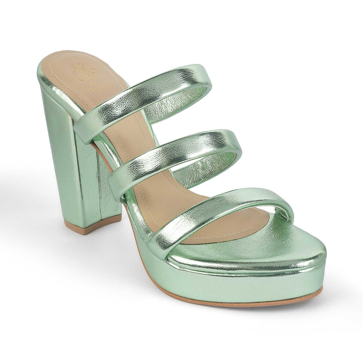 Women's Green Block Heel Sandals Tresmode