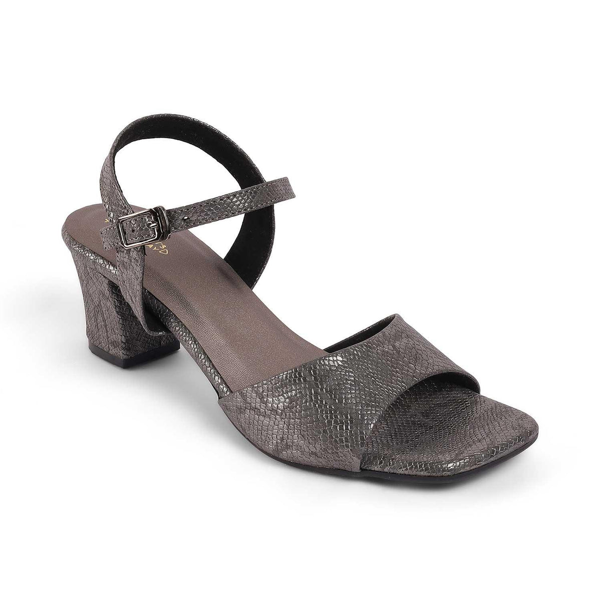 Sanrep Pewter Women's Block Heel Sandals Tresmode