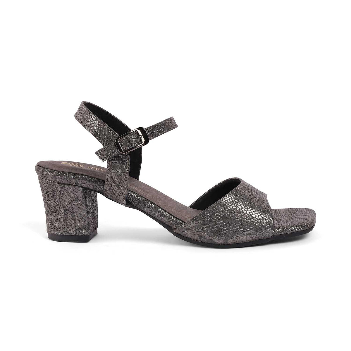 Sanrep Pewter Women's 2.5-inch Block Heel Sandals Tresmode