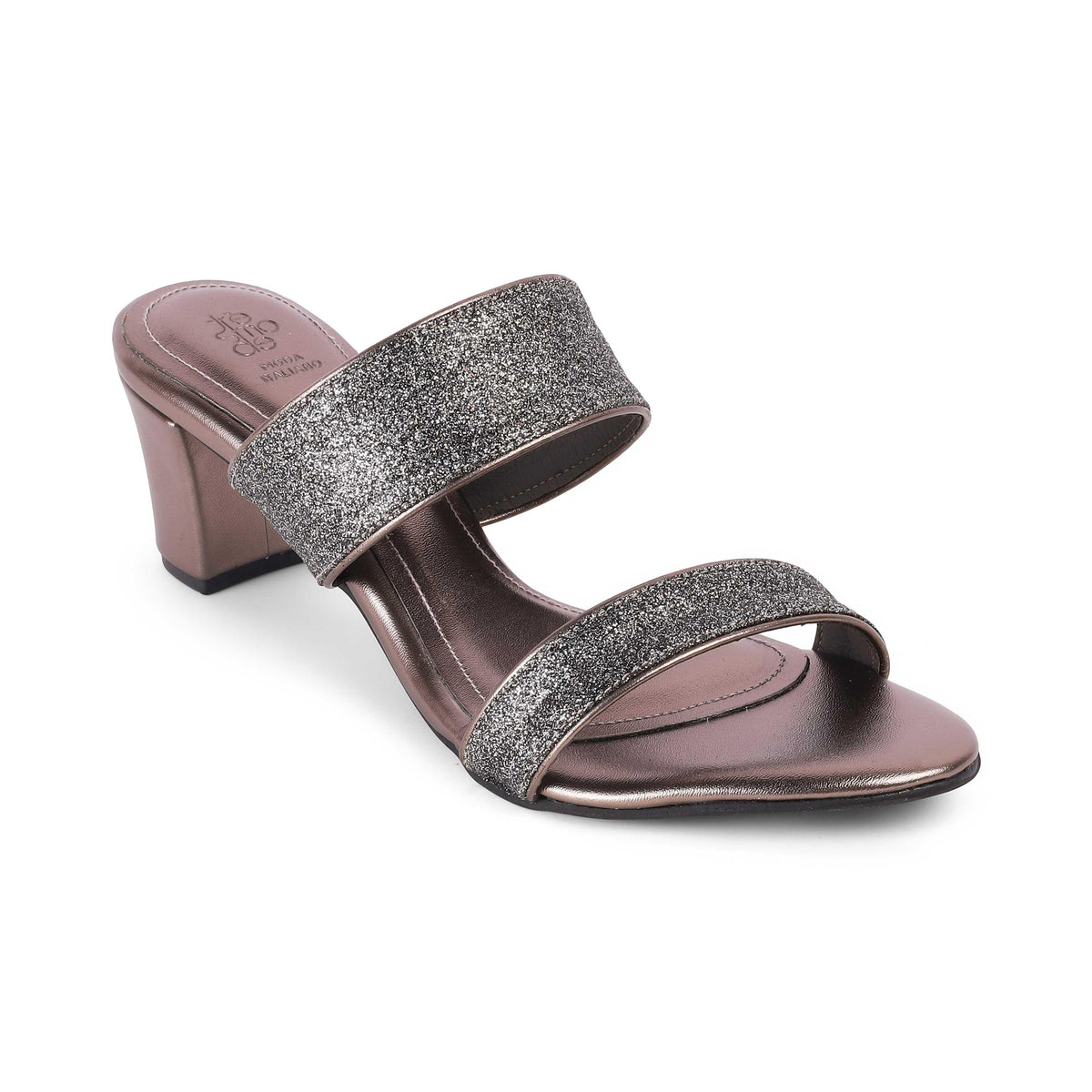 Sheen Pewter Women's Vegan-Friendly Block Heel Sandals Tresmode