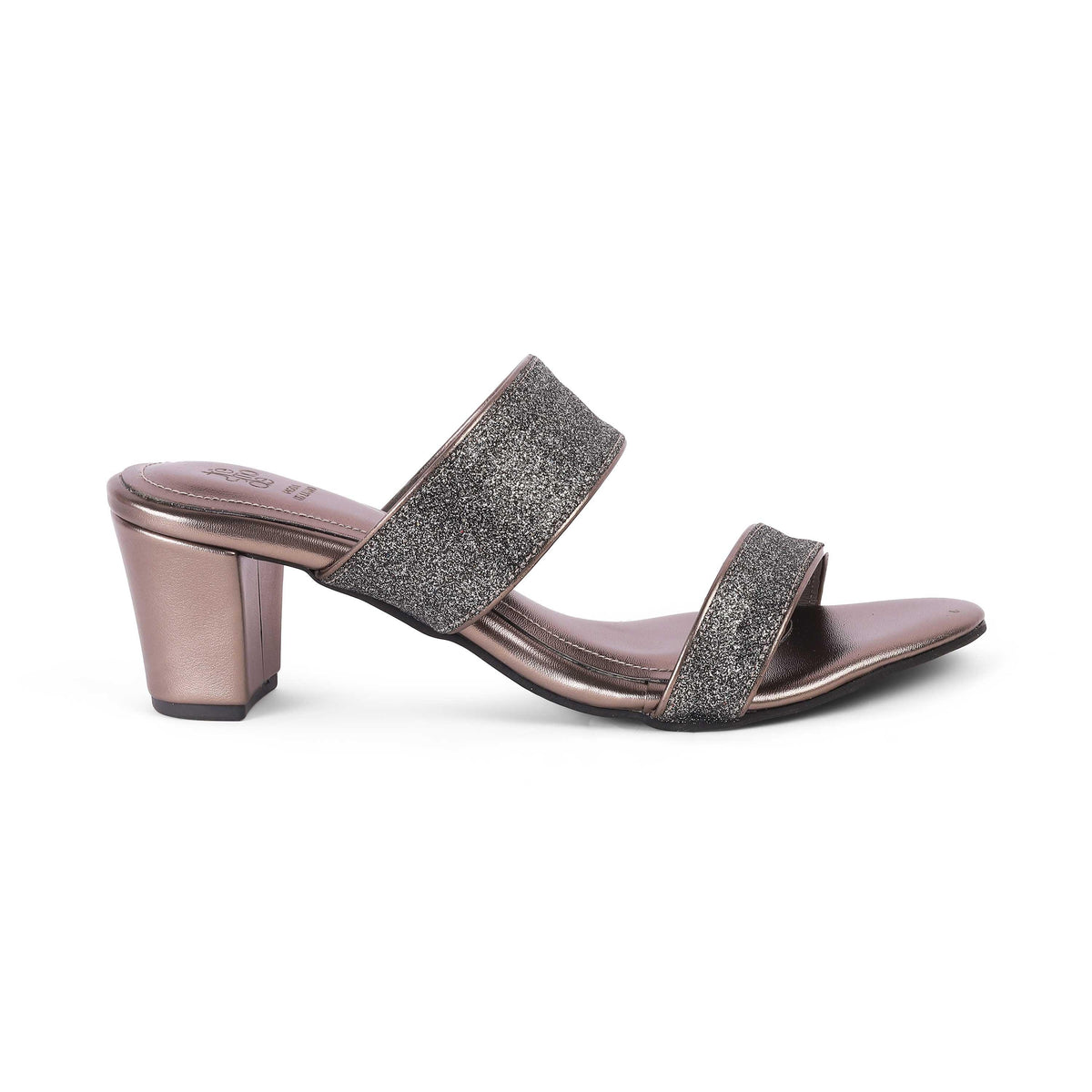 Sheen Pewter Women's Block Heel Sandals Tresmode