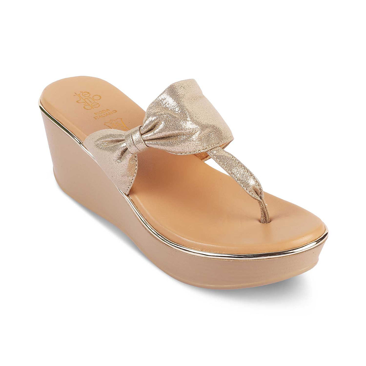 The Tryst Gold Women's Dress Wedges Tresmode