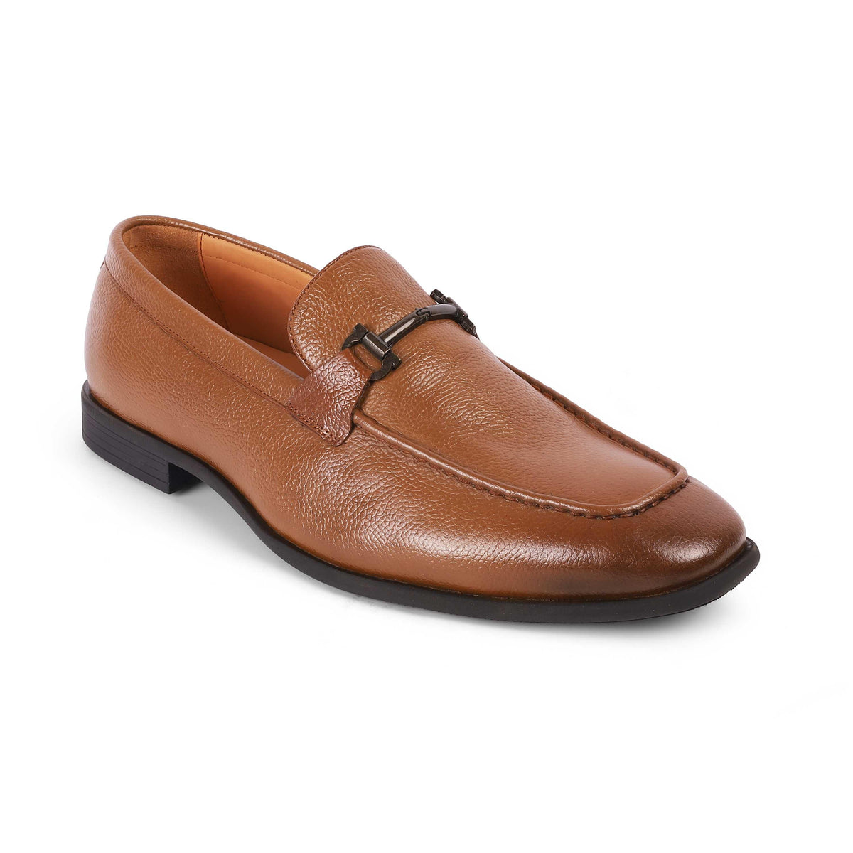 Umac Tan Men's Almond Shape Leather Loafers Tresmode