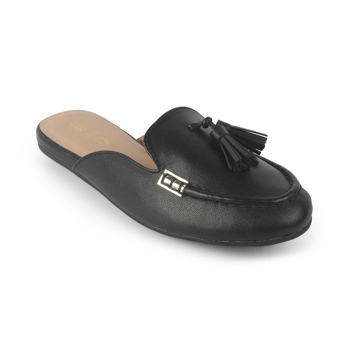 Tresmode Amassle Black Women's Dress Tassel Mules