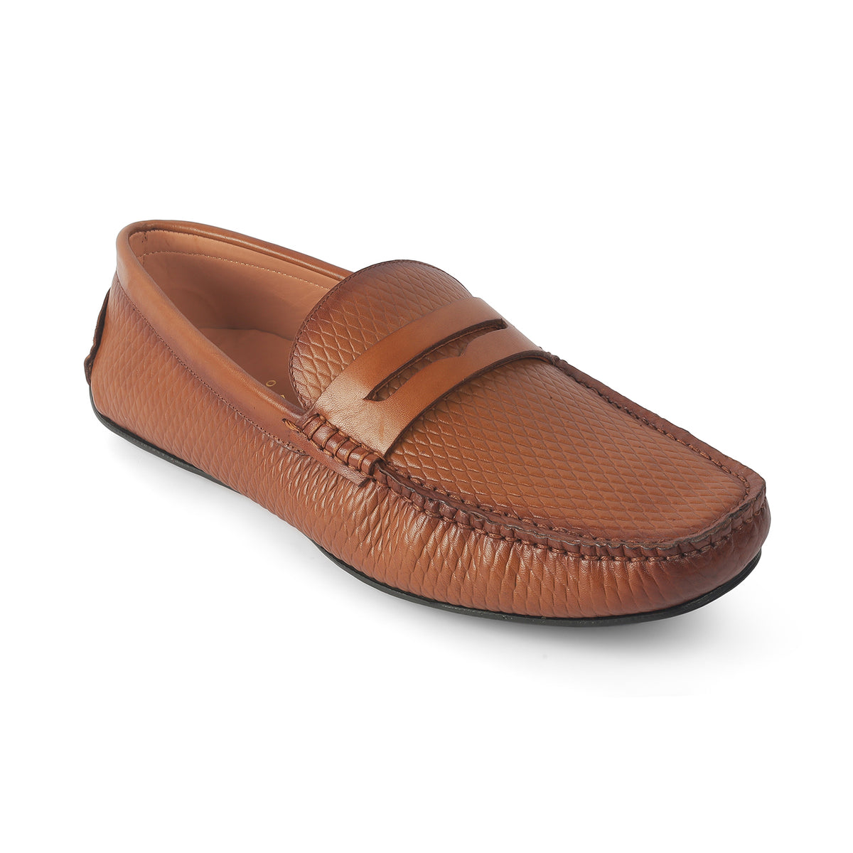 Men's Tan Leather Penny Driving Loafers Tresmode