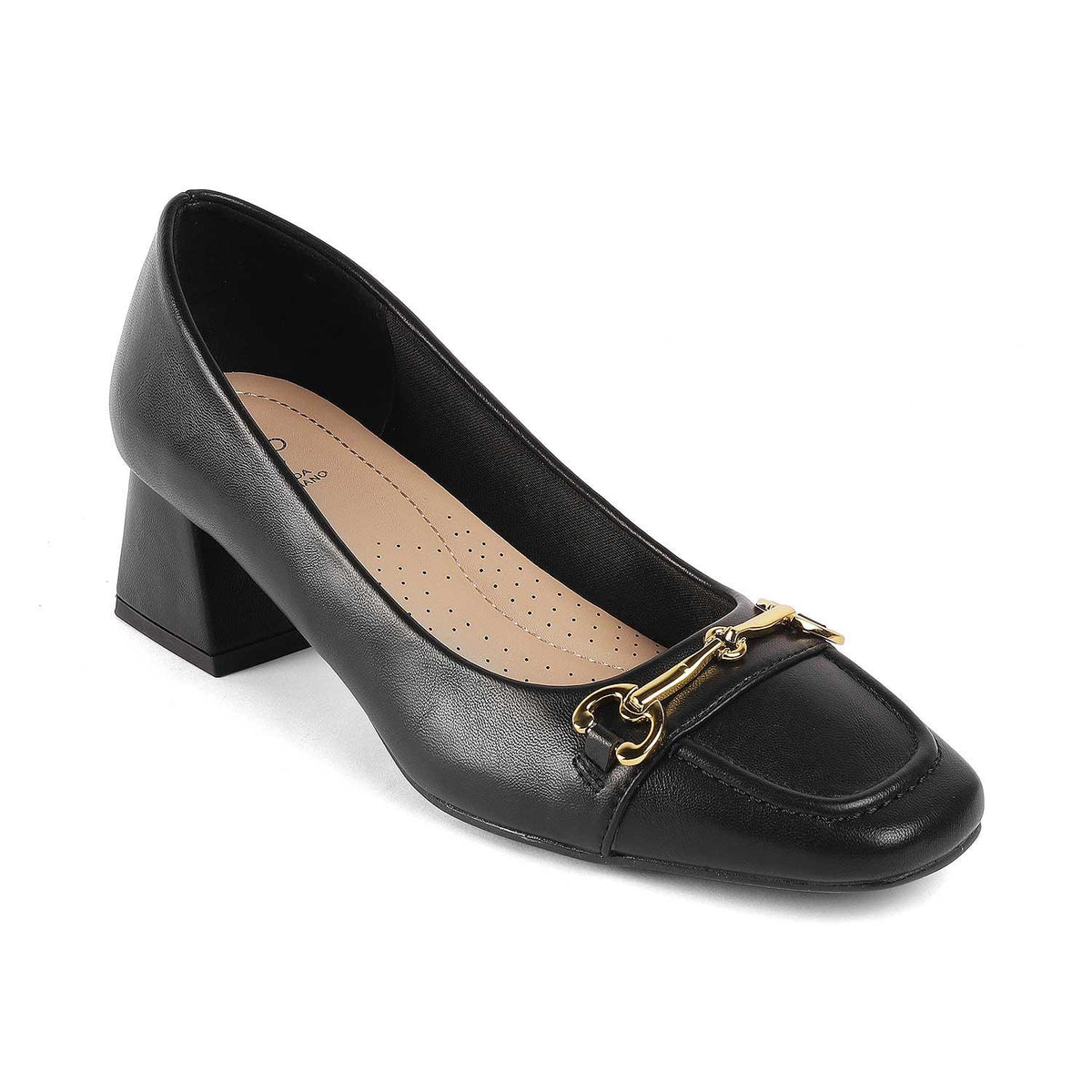 Donatella Black Women's 2-inch Block Heel Pumps Tresmode