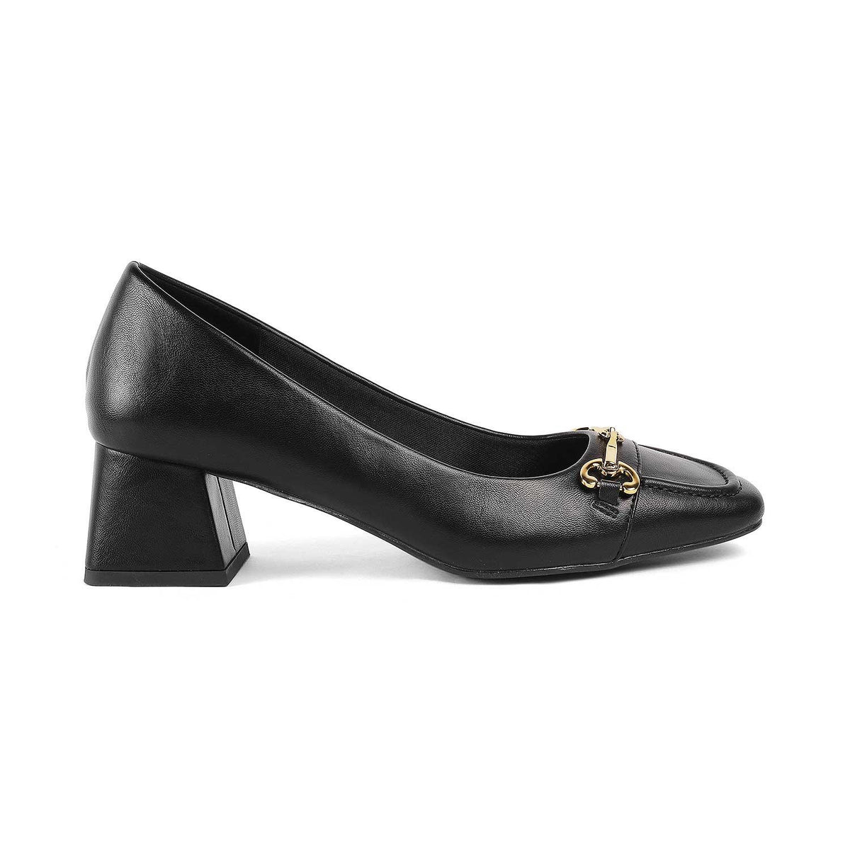Donatella Black Women's Block Heel Pumps Tresmode