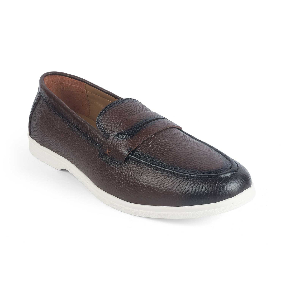 Men's Brown Leather Driving Penny Loafers Tresmode