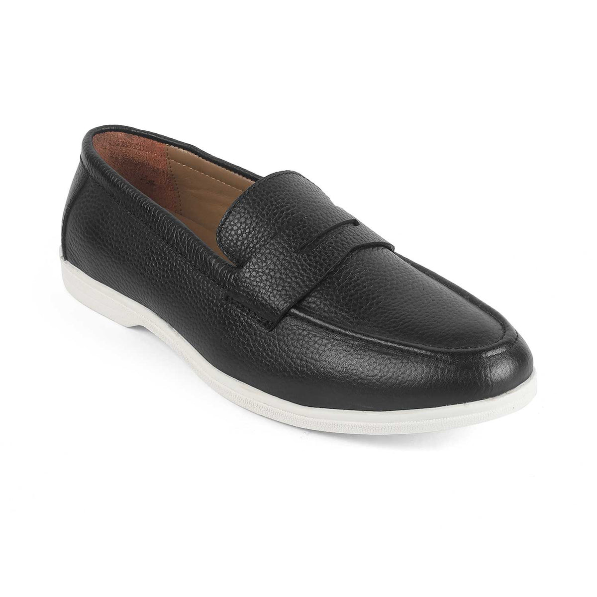 Men's Black Leather Driving Penny Loafers Tresmode