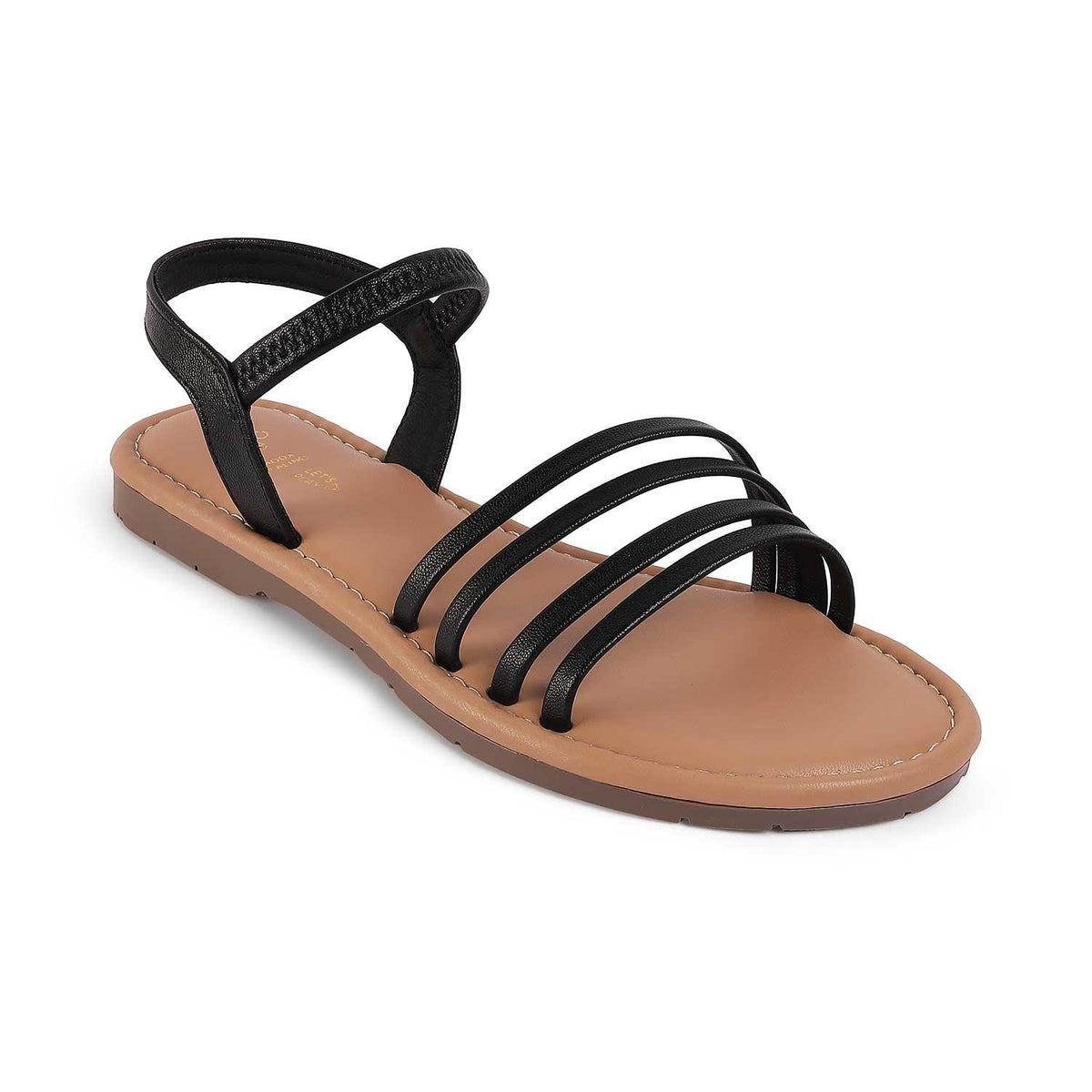 Flastrip Black Women's Round Shape Flats Tresmode