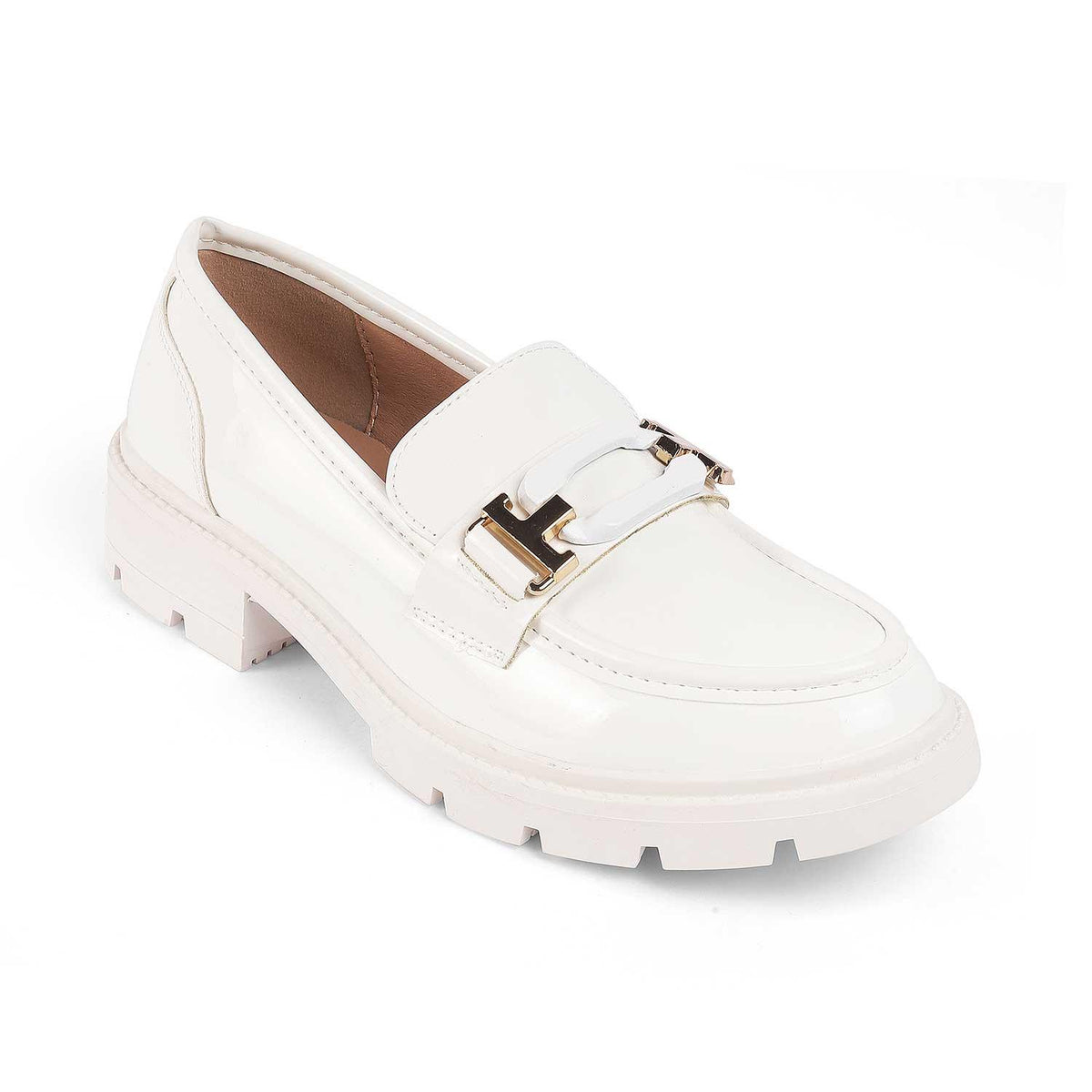 Gstaad White Women's 2-inch Chunky Sole Loafers Tresmode