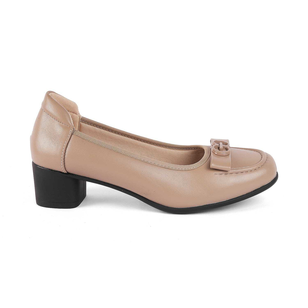 Jacob Beige Women's Block Heel Pumps Tresmode