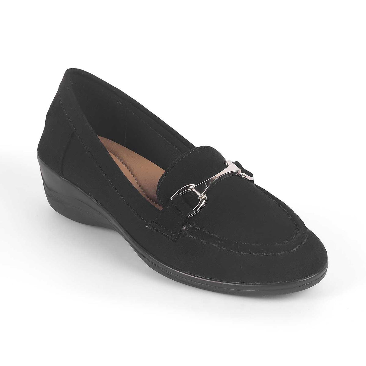 Lucia Black Women's 1.5-inch Wedge Loafers Tresmode