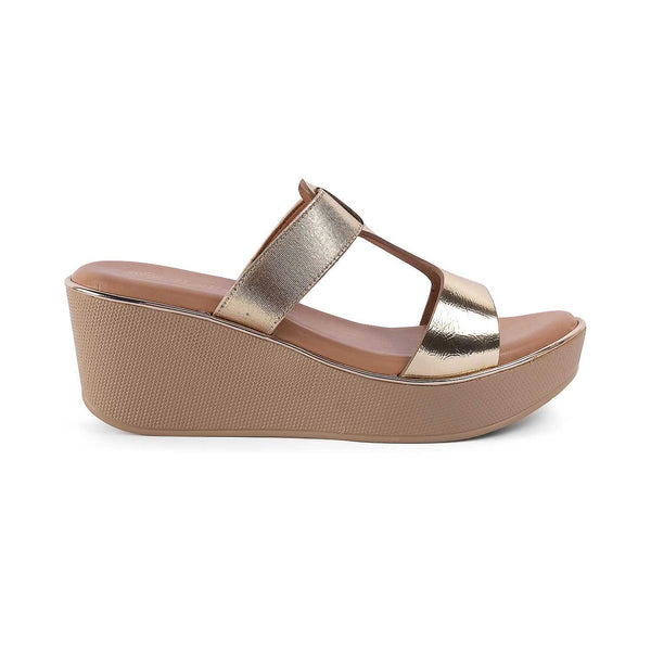 Tresmode Rofila Gold Women's Dress Platform Flats