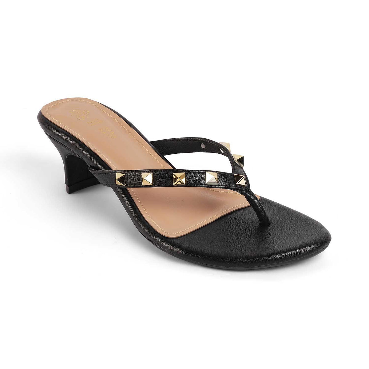 Pugstud Black Women's 2-inch Heel Sandals Tresmode