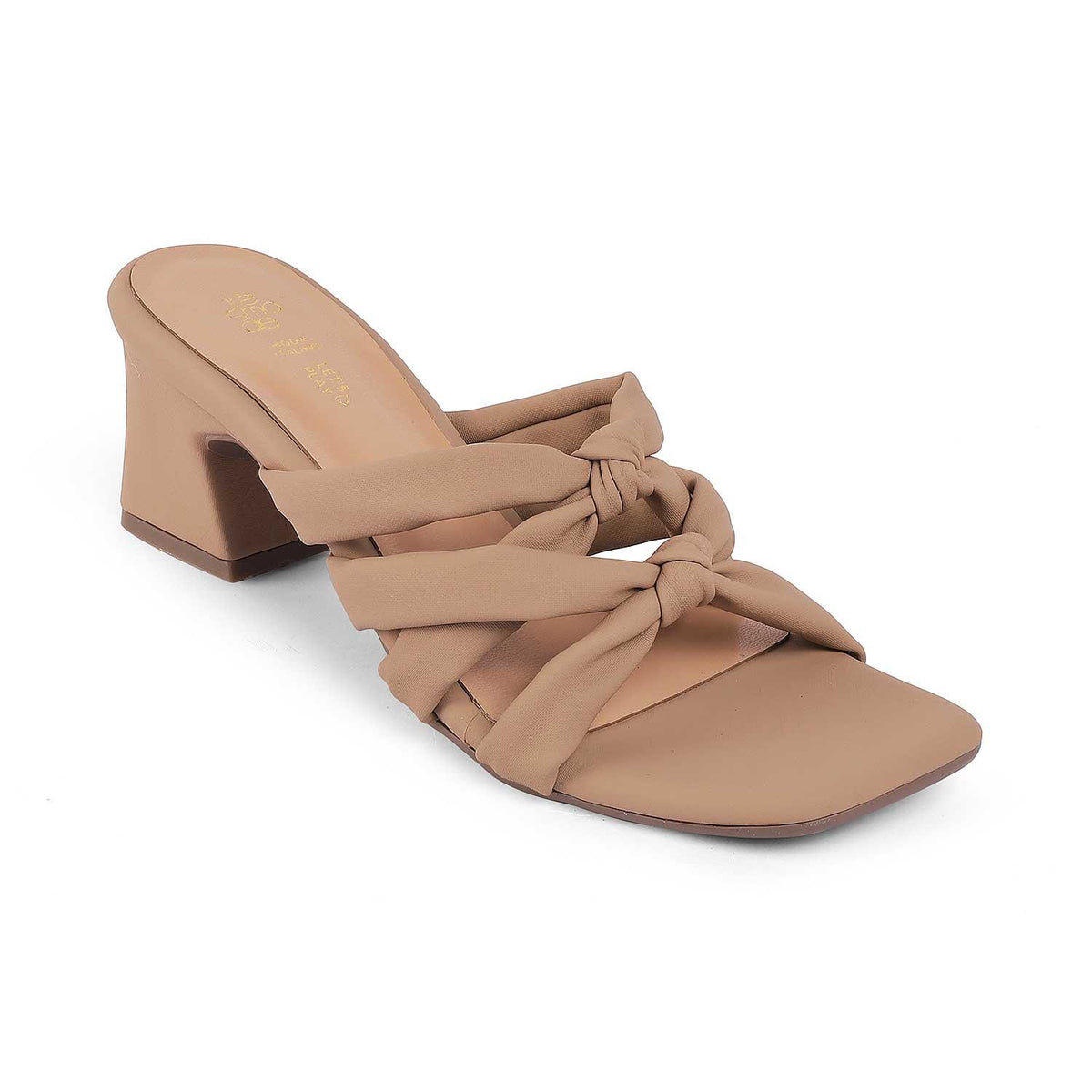 Sofstrip Beige Women's 2.5-inch Block Heel Sandals Tresmode