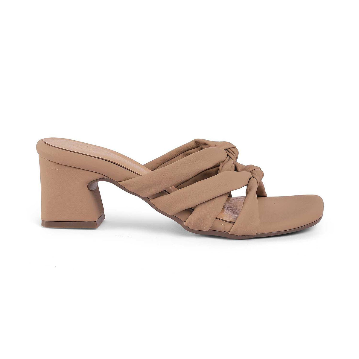 Sofstrip Beige Women's Block Heel Sandals Tresmode