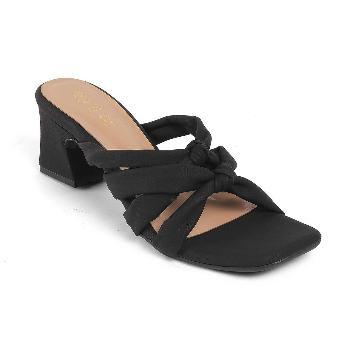 Sofstrip Black Women's 2.5-inch Block Heel Sandals Tresmode
