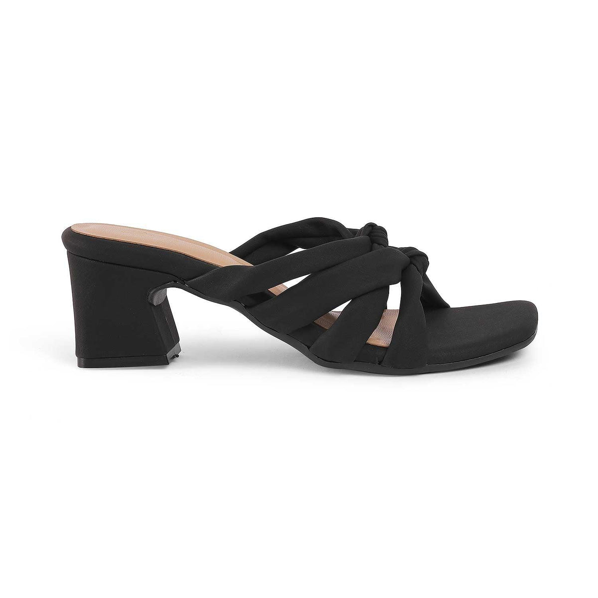 Sofstrip Black Women's Block Heel Sandals Tresmode