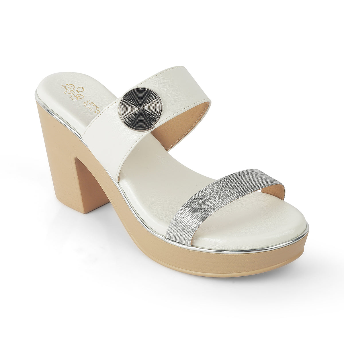 Women's White Block Heel Sandals Tresmode