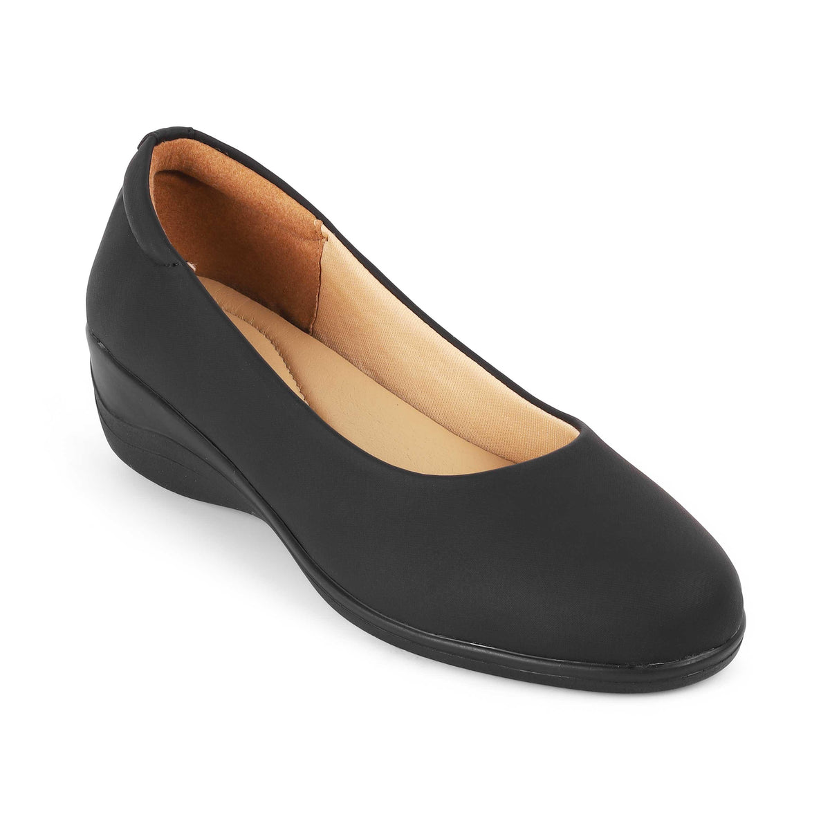Vallersso Black Women's 1.5-inch Wedge Ballerinas Tresmode
