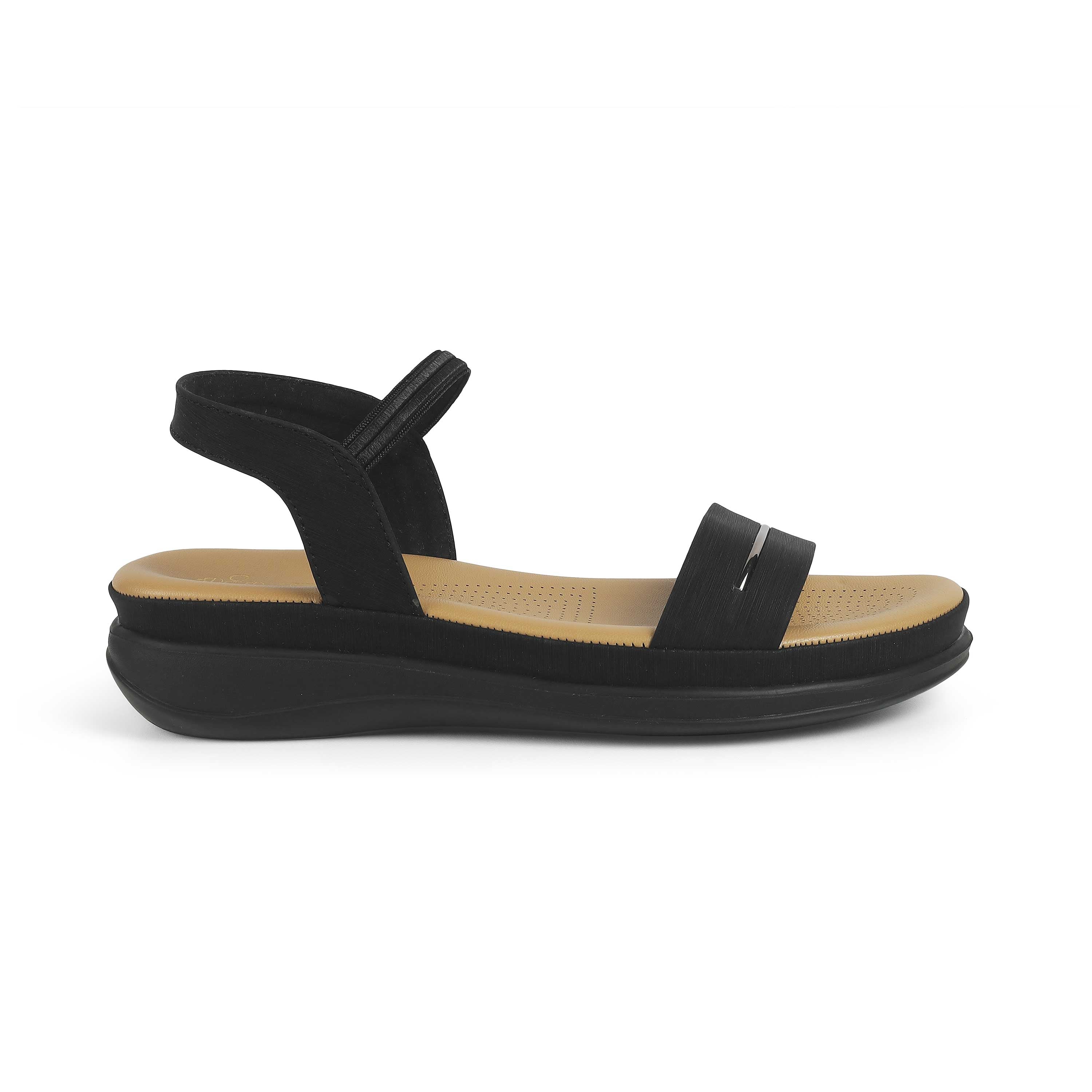 Ajio Black Wedge Ankle Strap Sandals Buy Black Women's Flats The