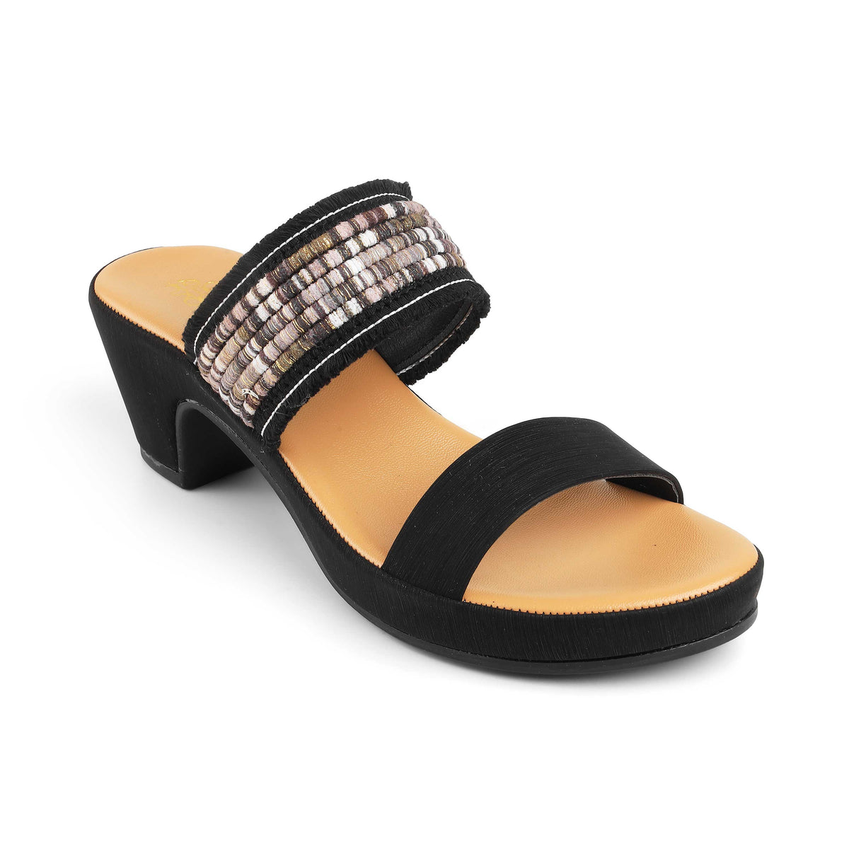 Women's Black Block Heel Sandals Tresmode
