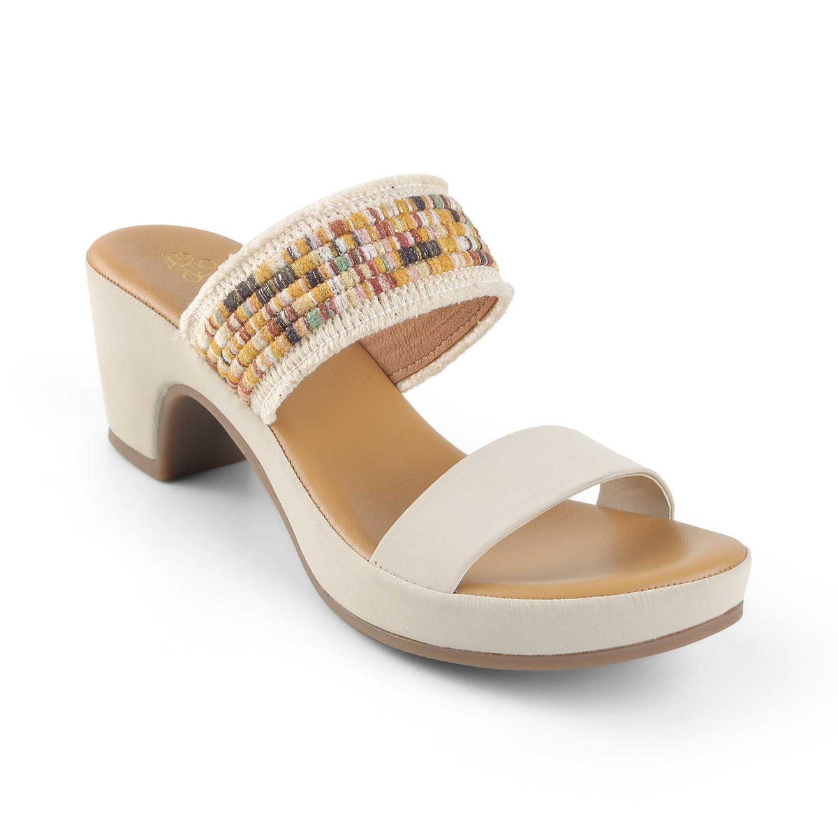 Women's Beige Block Heel Sandals Tresmode