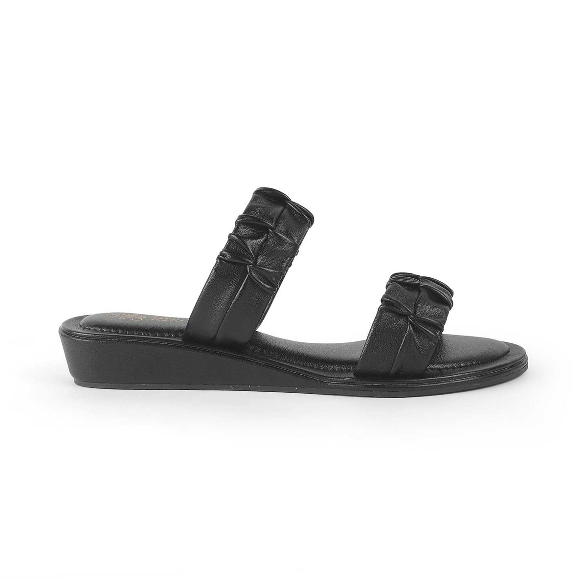 Tresmode Belo Black Women's Casual Small Wedge Sandals