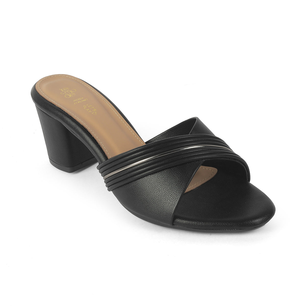 Tresmode Driv Black Women's Dress Block Heel Sandals