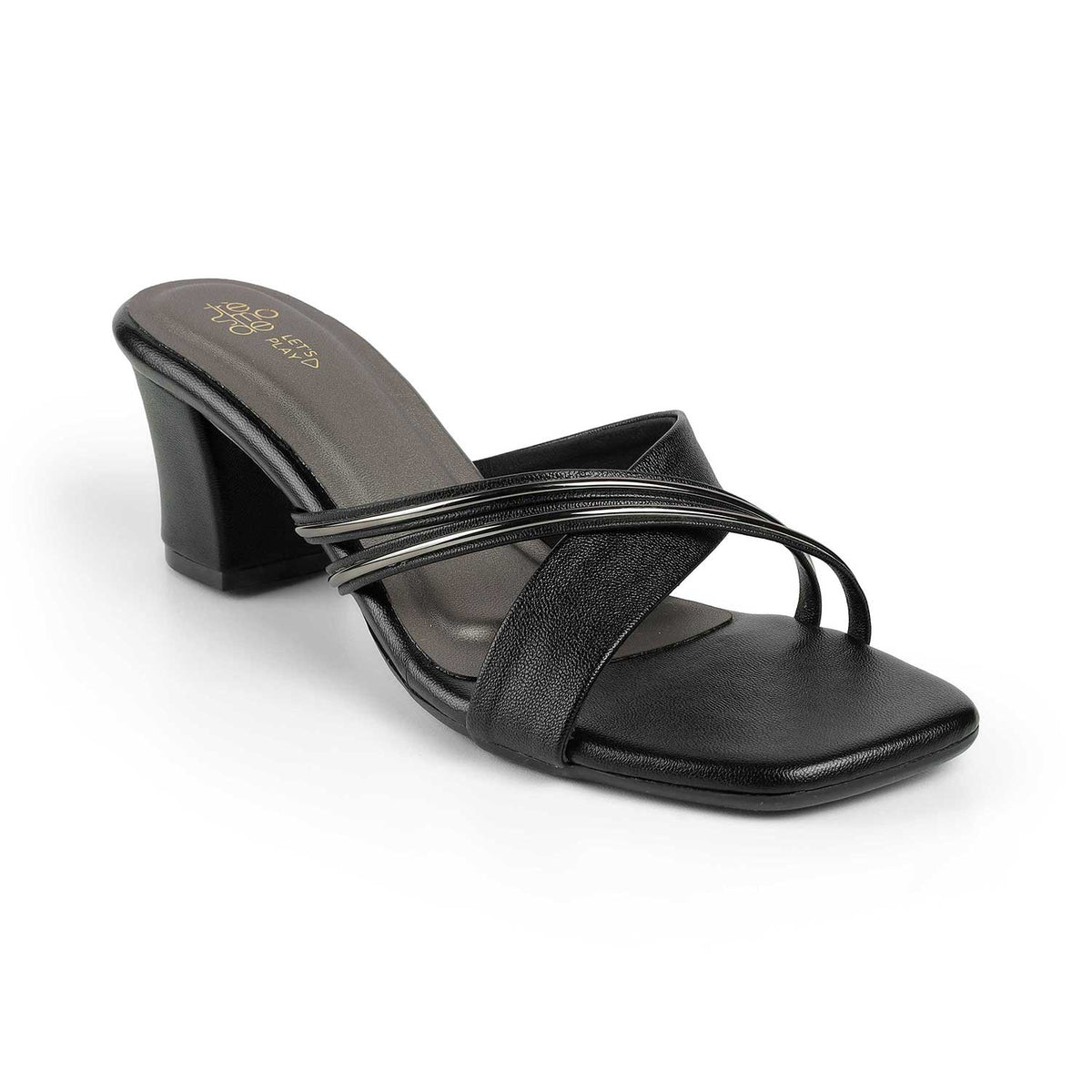 Women's Black Block Heel Sandals Tresmode
