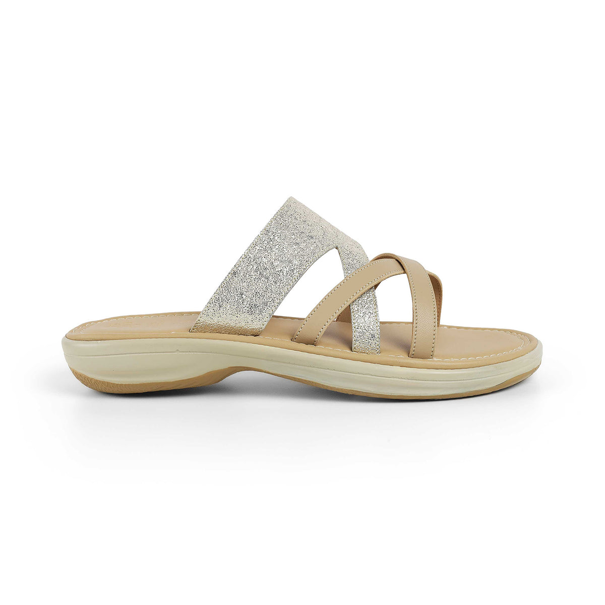 Tresmode Rofila Gold Women's Dress Platform Flats