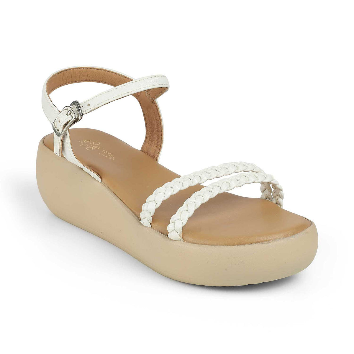 The Leve White Women's Dress Wedge Sandals Tresmode