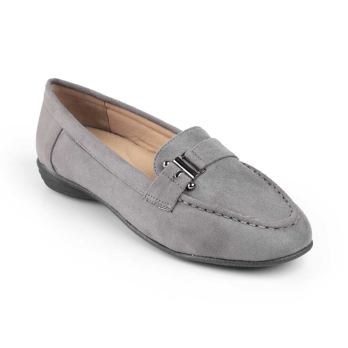 Women's Grey Loafers Tresmode