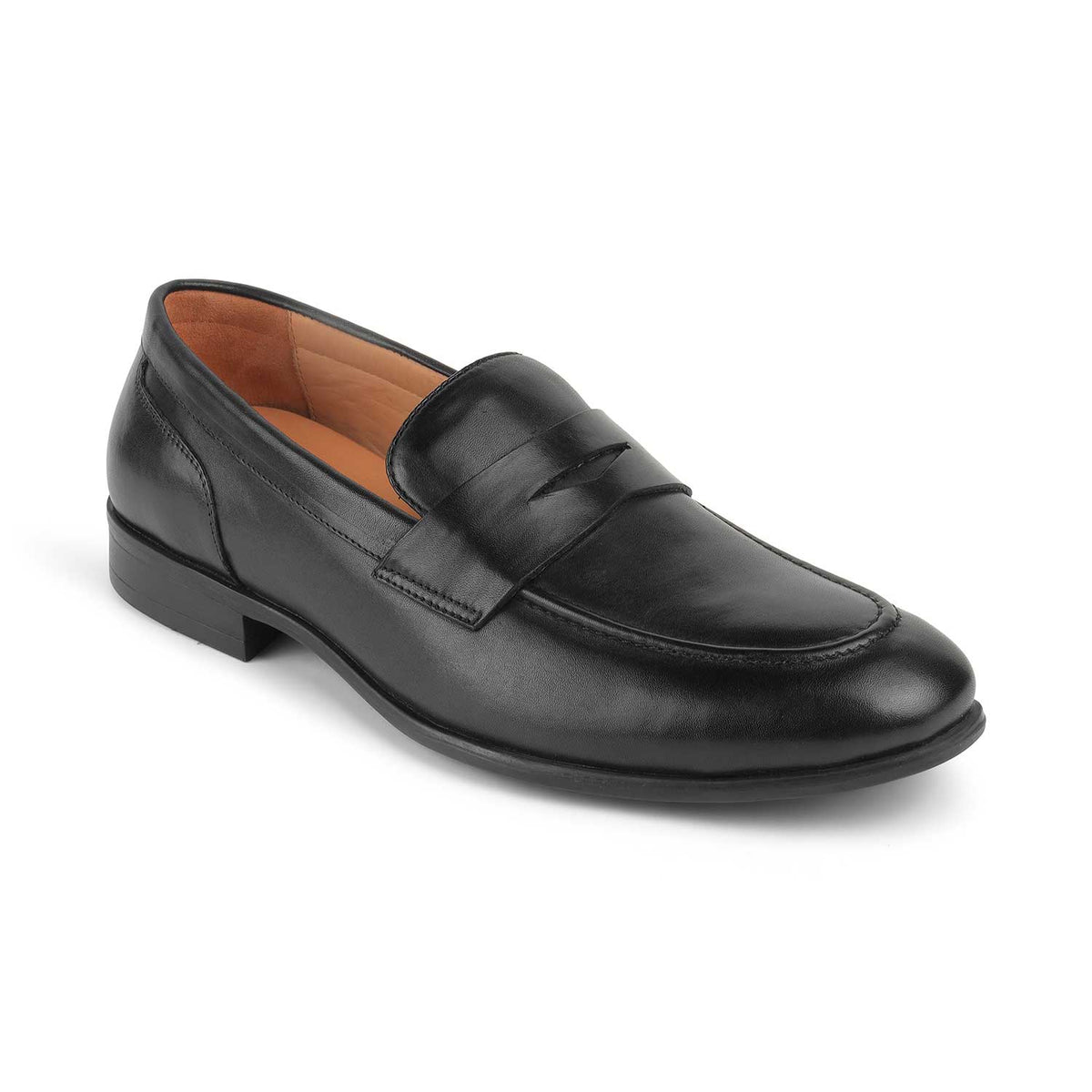 Tresmode Dos Black Men's Leather Penny Loafers