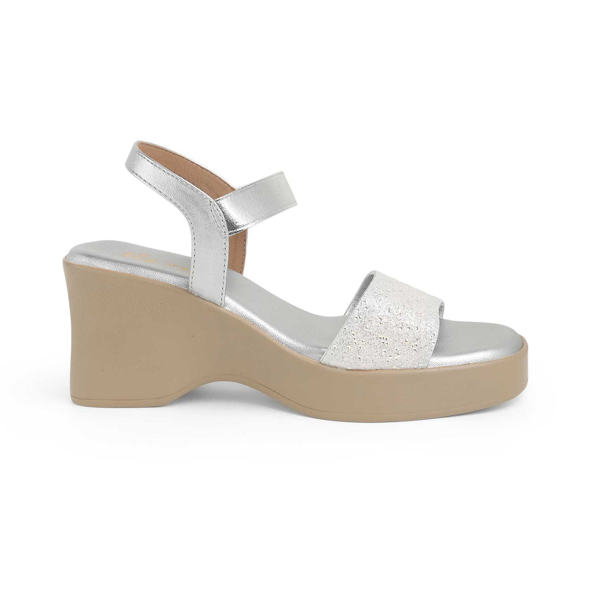 Tresmode Glit Silver Women's Dress Wedge Sandals