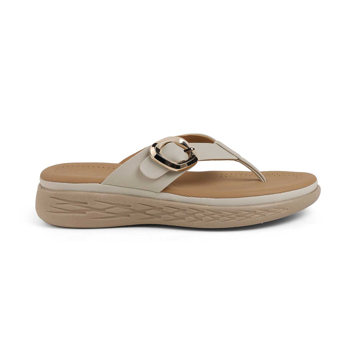 Tresmode Hobuck Cream Women's Casual Wedge Sandals