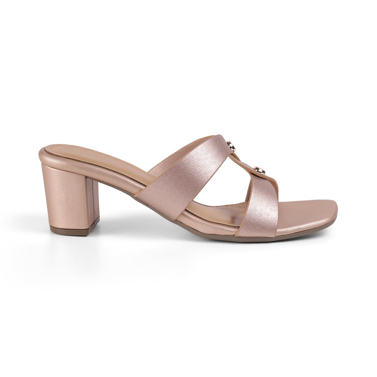 Tresmode Mataya Champagne Women's Dress Block Heel Sandals